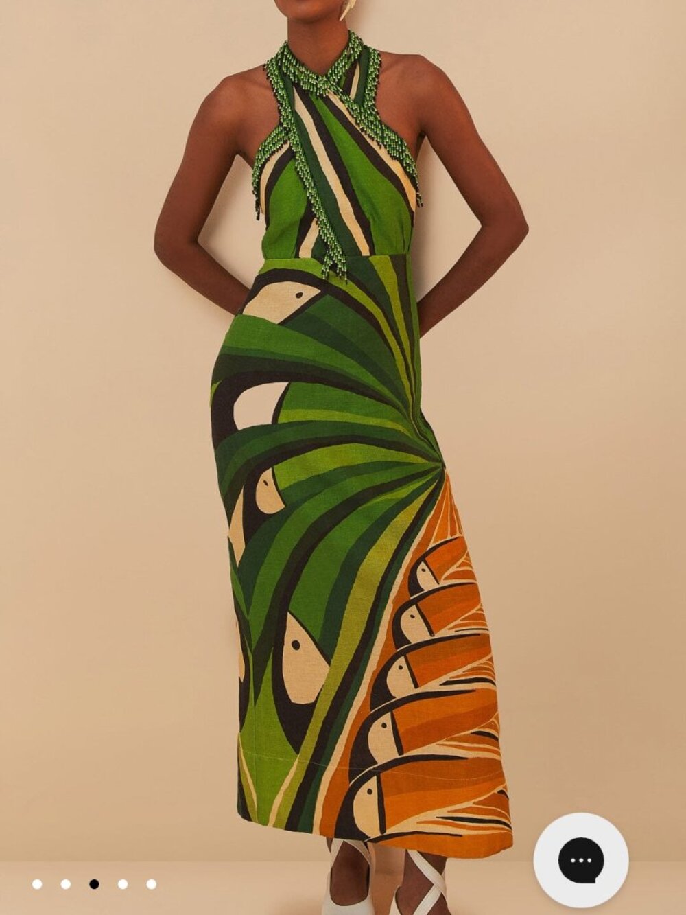 NWT M Farm Rio green toucan tree maxi dress RARE - Picture 3 of 14